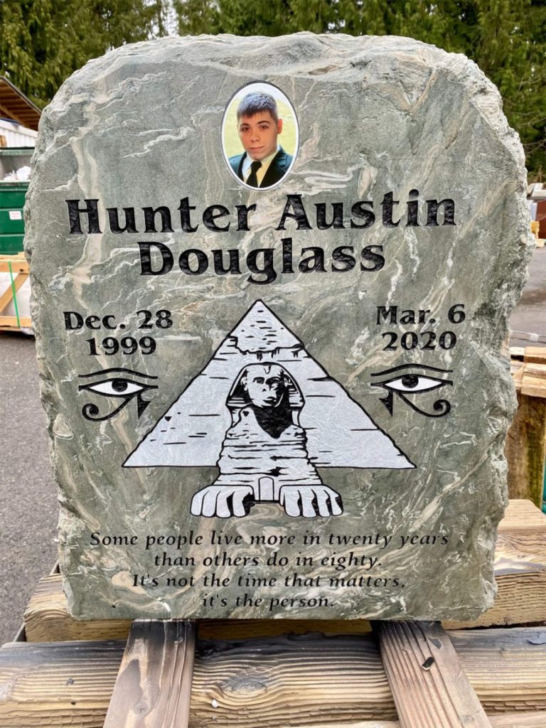 Custom Green Slate Boulder Upright