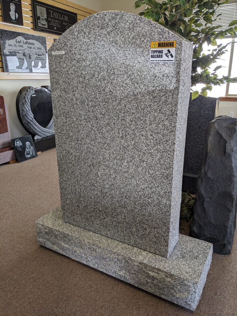 Traditional Barrel Gray Granite Upright Monument